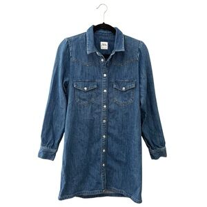 ZARA Denim Button Down Shirt Dress Size Small